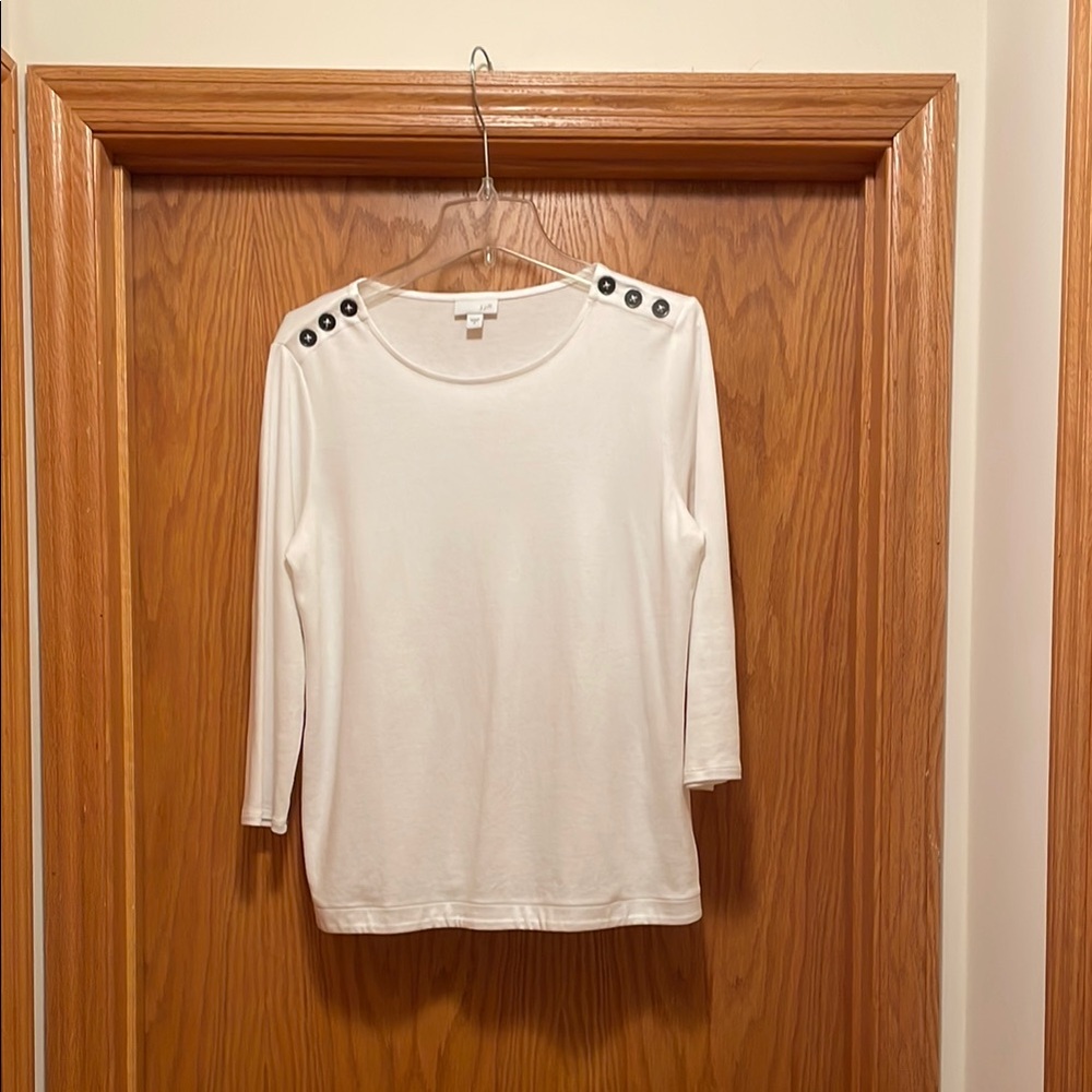 Women's White Top with Button Detail